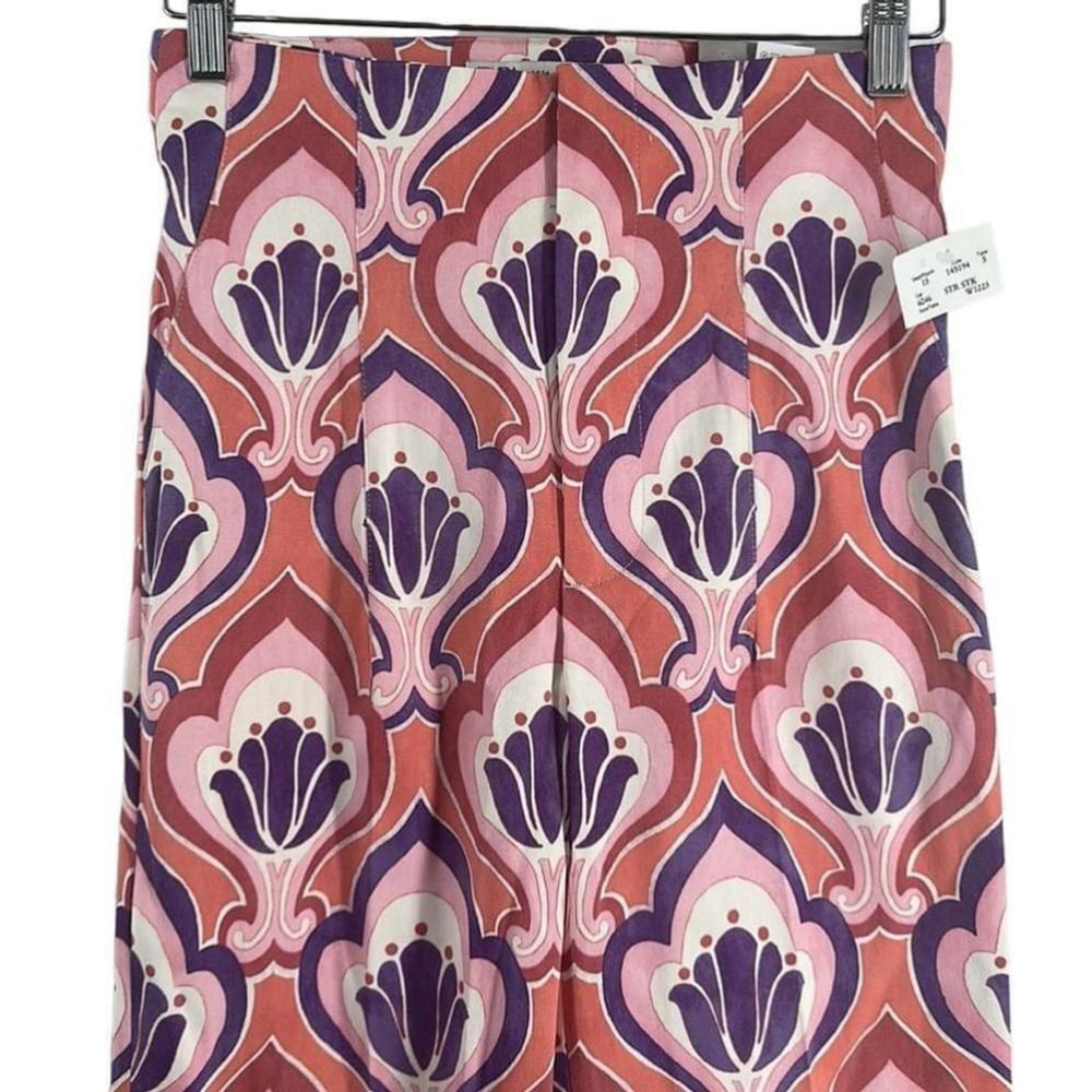 Zara Floral Chino Ankle Trouser Pants summer house vacation sz 2 NWT - Picture 5 of 9